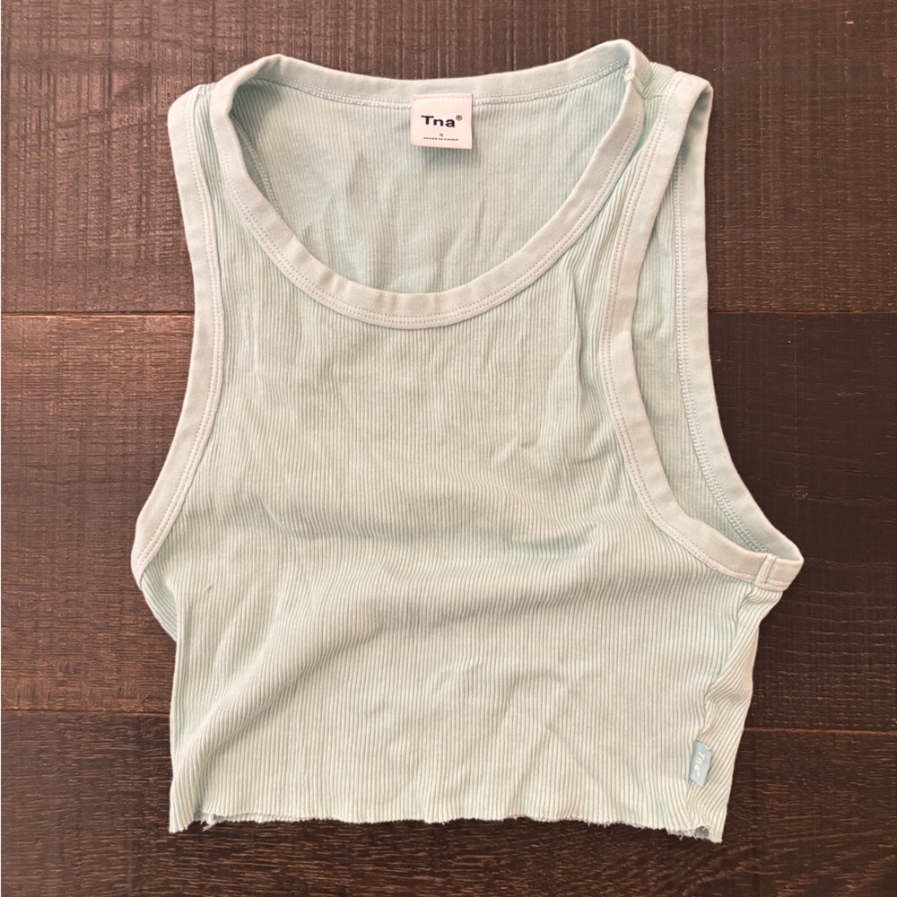 TNA light blue/aquamarine cropped tank top